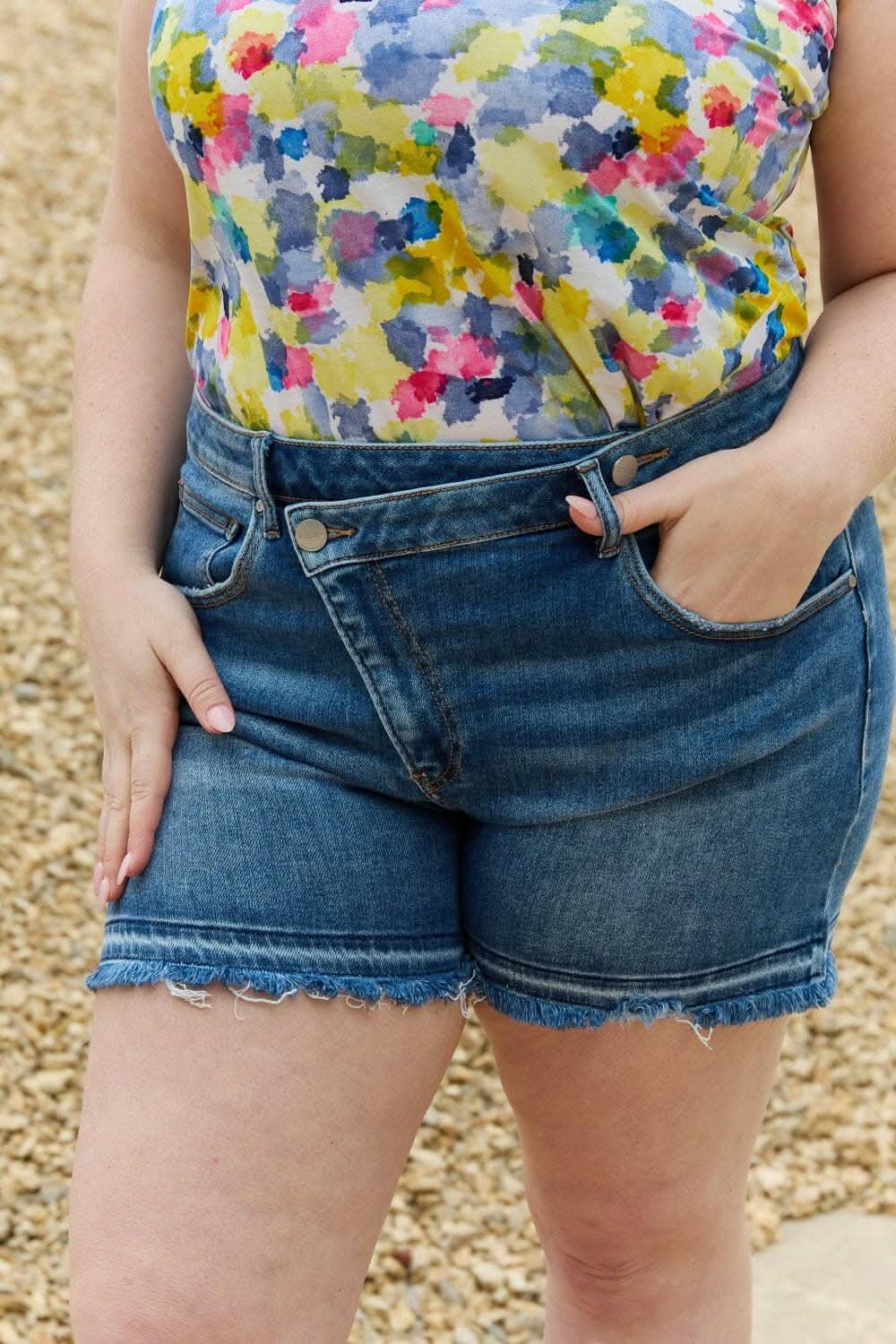 Maya Asymmetrical Button Shorts - Trendy & Comfortable Pick for Women - Love Salve