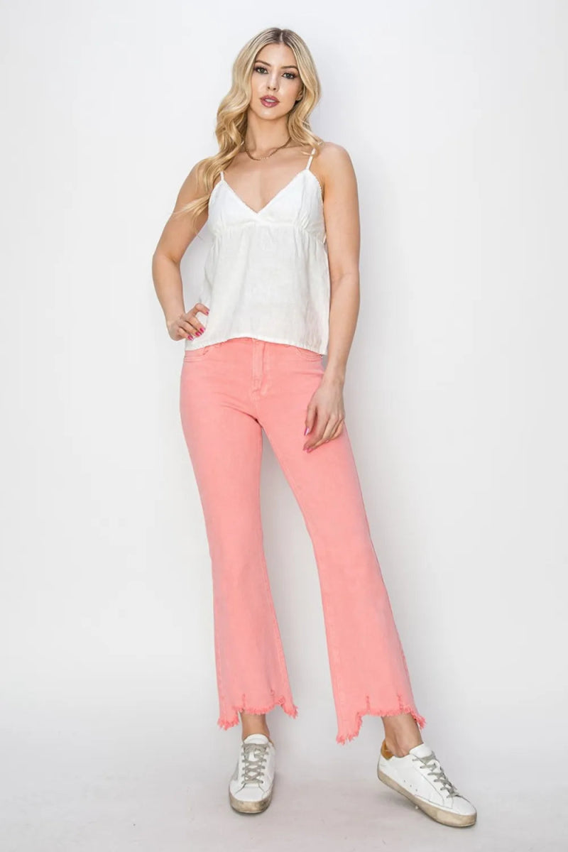 RISEN Raw Hem Bootcut Jeans with Pockets for Women - Love Salve