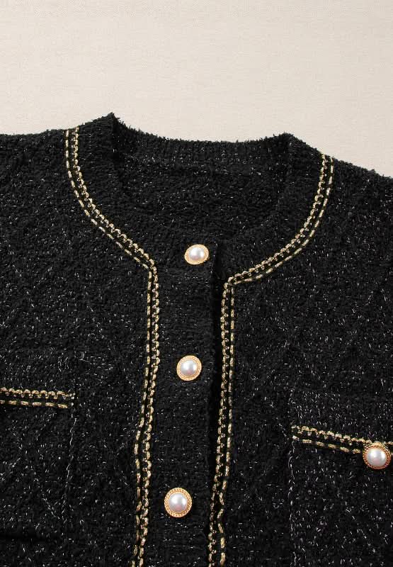 Round Neck Button Up Long Sleeve Cardigan - Love Salve