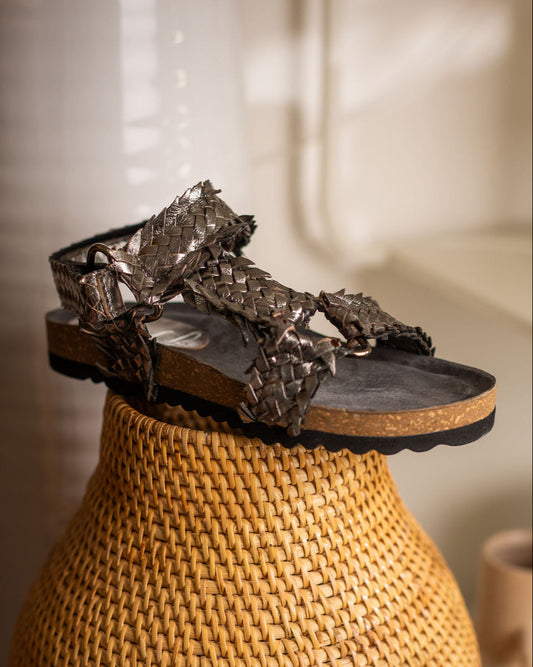 River Dance Woven Sandal Pewter with Adjustable Straps Naughty Monkey