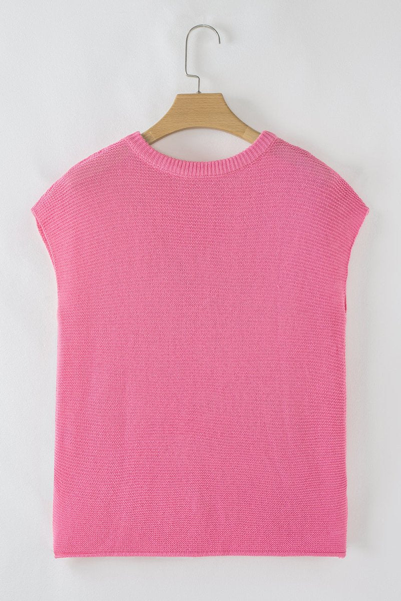 Sachet Pink Solid Color Sweater Tee with Side Slits Fashion - Love Salve