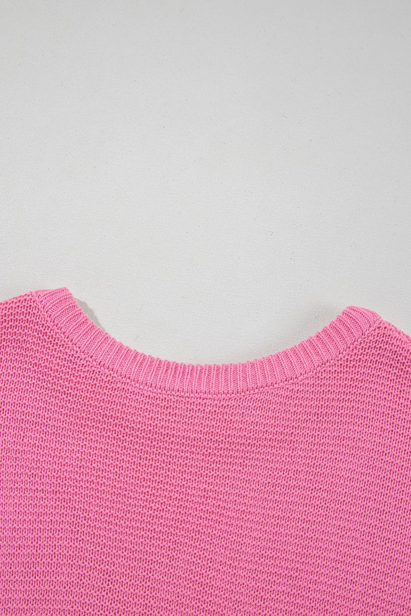 Sachet Pink Solid Color Sweater Tee with Side Slits Fashion - Love Salve