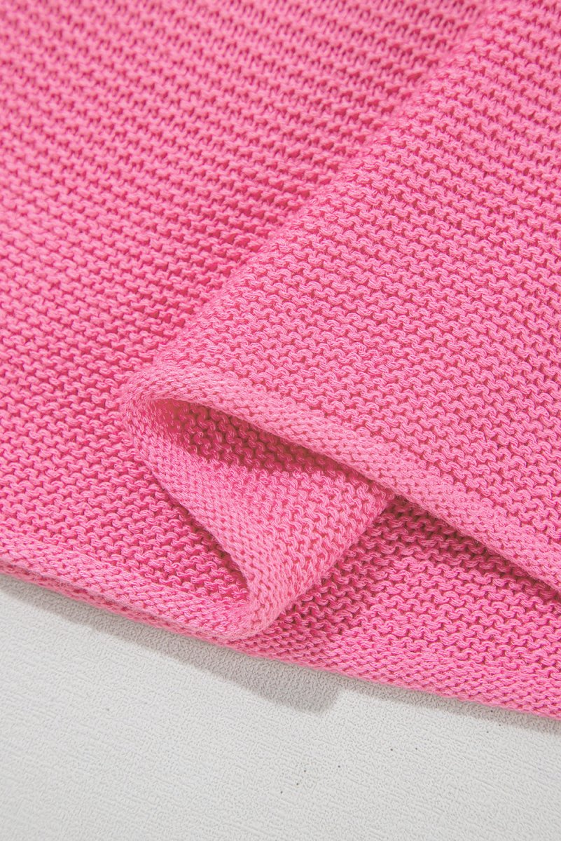 Sachet Pink Solid Color Sweater Tee with Side Slits Fashion - Love Salve
