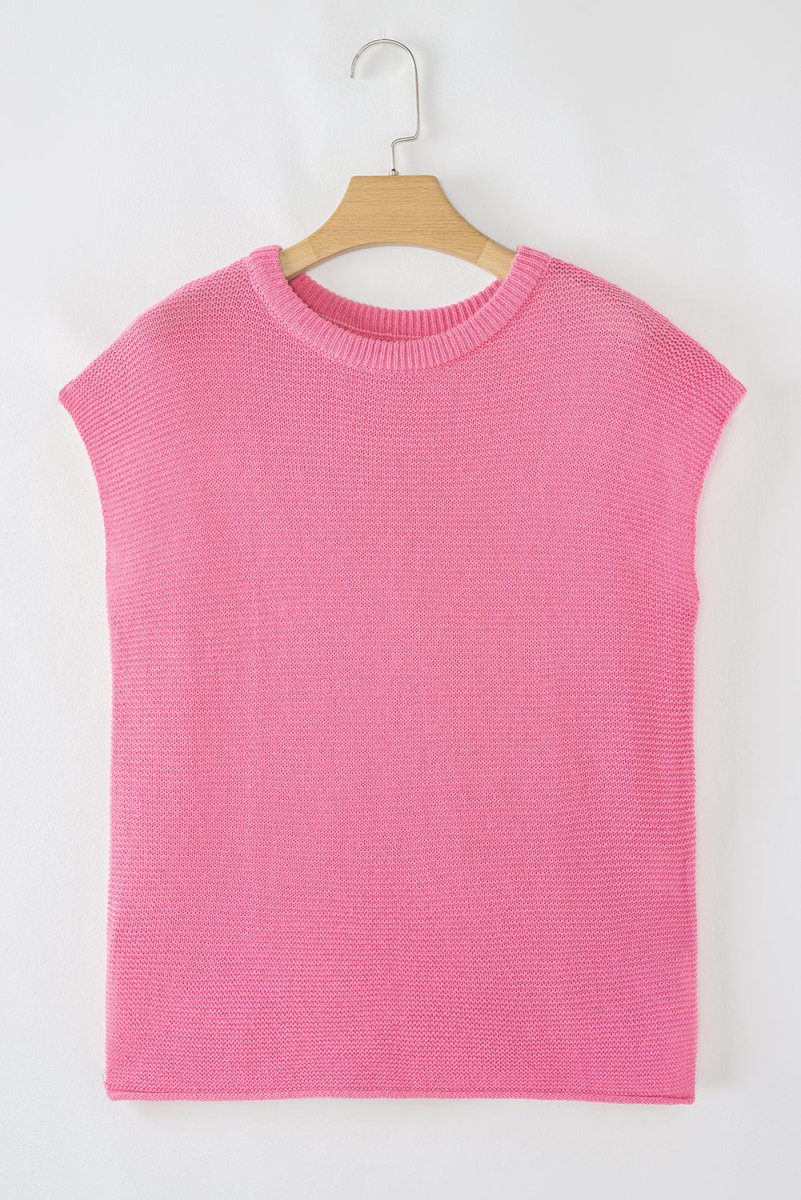 Sachet Pink Solid Color Sweater Tee with Side Slits Fashion - Love Salve