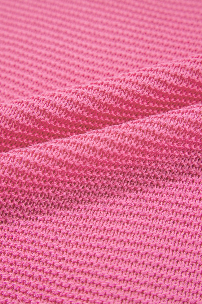 Sachet Pink Solid Color Sweater Tee with Side Slits Fashion - Love Salve