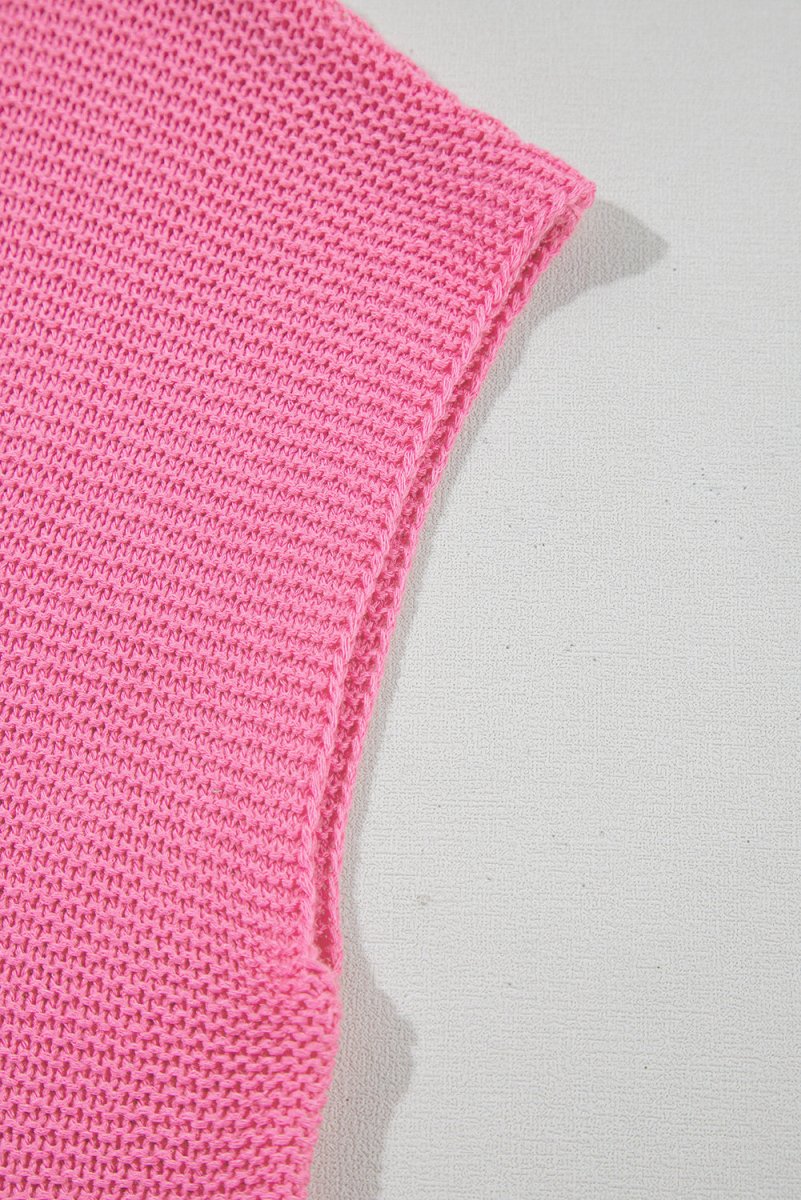 Sachet Pink Solid Color Sweater Tee with Side Slits Fashion - Love Salve