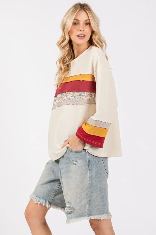 SAGE + FIG French Terry Color Block T-Shirt for Women - Love Salve