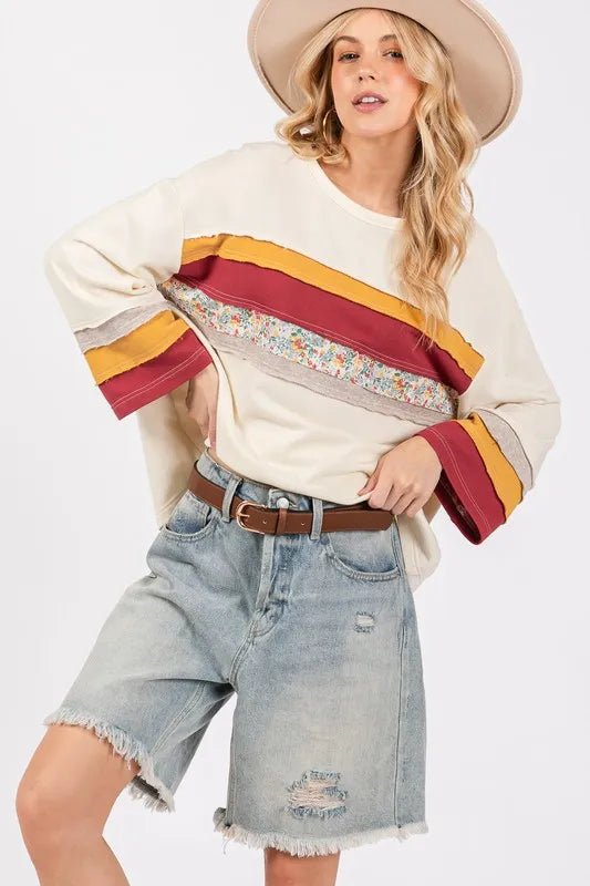 SAGE + FIG French Terry Color Block T-Shirt for Women - Love Salve
