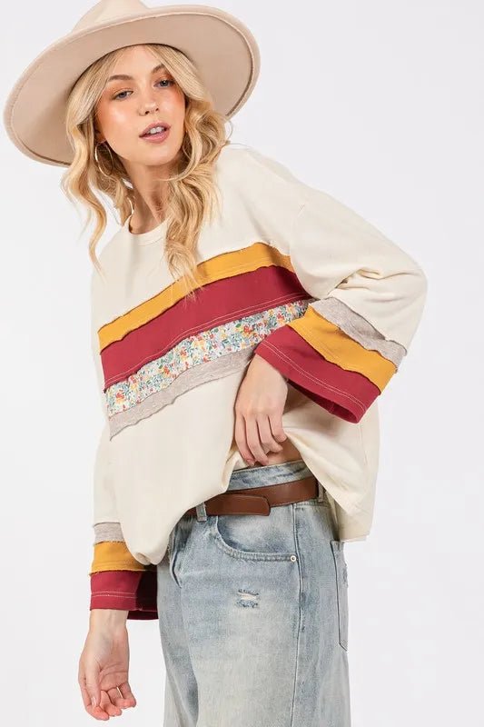SAGE + FIG French Terry Color Block T-Shirt for Women - Love Salve