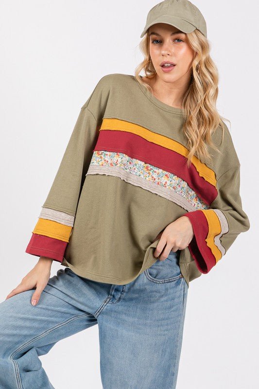 SAGE + FIG French Terry Color Block T-Shirt for Women - Love Salve