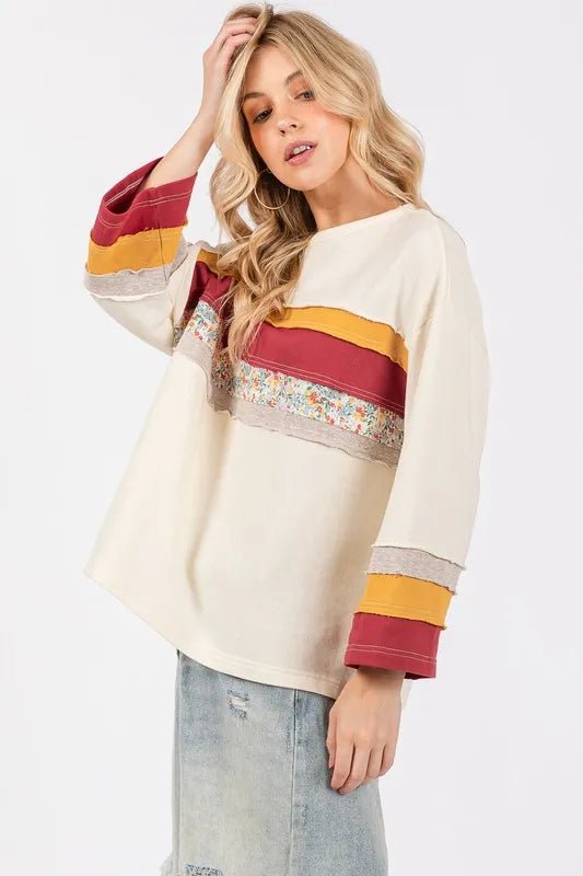 SAGE + FIG French Terry Color Block T-Shirt for Women - Love Salve