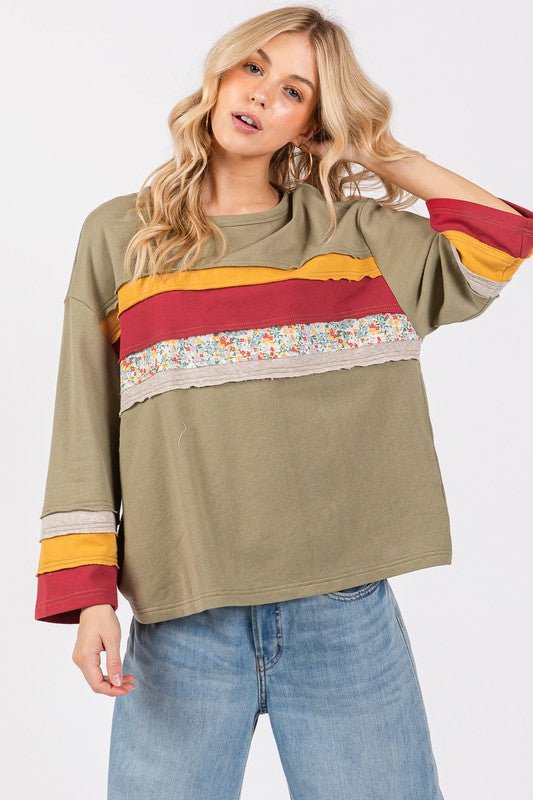 SAGE + FIG French Terry Color Block T-Shirt for Women - Love Salve