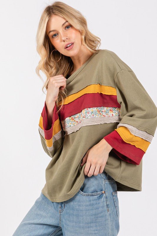 SAGE + FIG French Terry Color Block T-Shirt for Women - Love Salve