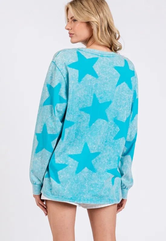 SAGE + FIG Mineral Wash Star Pattern T-Shirt for Trendy Style - Love Salve