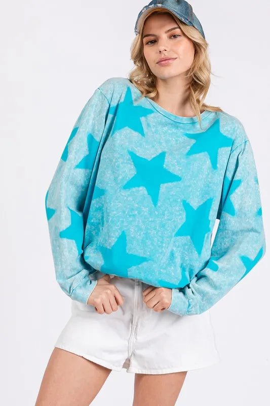 SAGE + FIG Mineral Wash Star Pattern T-Shirt for Trendy Style - Love Salve