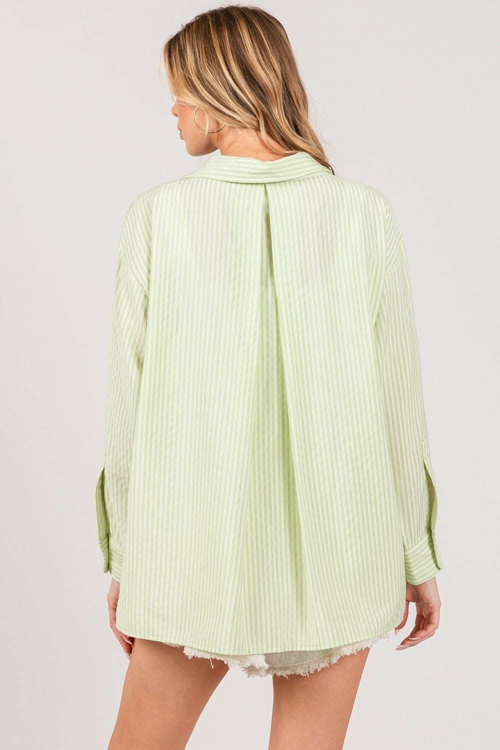 Refined Striped Dress Shirt with Button-Up Front by SAGE + FIG - Love Salve