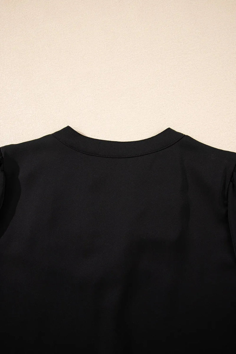 Short Sleeve Notched Blouse - Love Salve