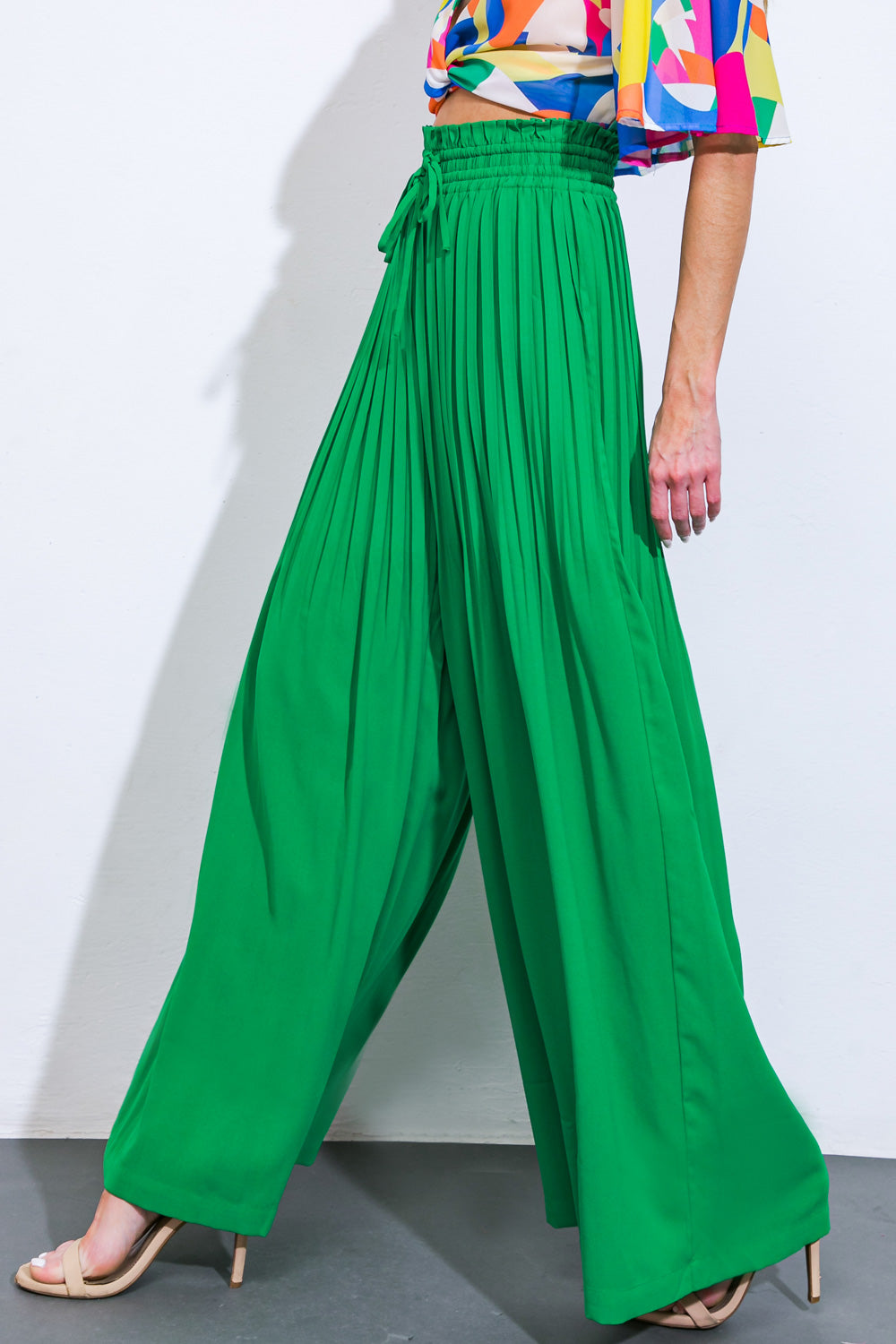 Magical Illusions Woven Pants With Elastic Waist Front Ties