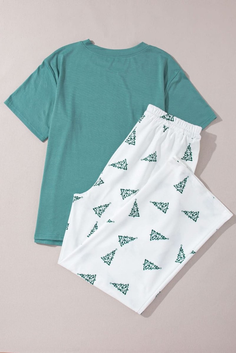 Skobeloff Christmas Tree Print Tee and Pants Lounge Set - Love Salve