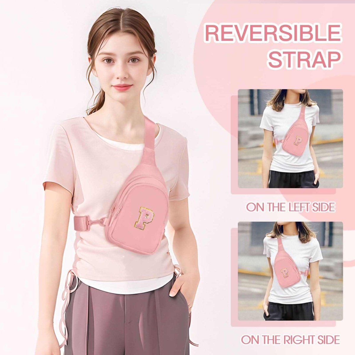 Small Initial Sling Bag Crossbody Bag Fanny Pack for Girls Women Cute Chest Bag Cross Body Bag Personalized Gift - Love Salve