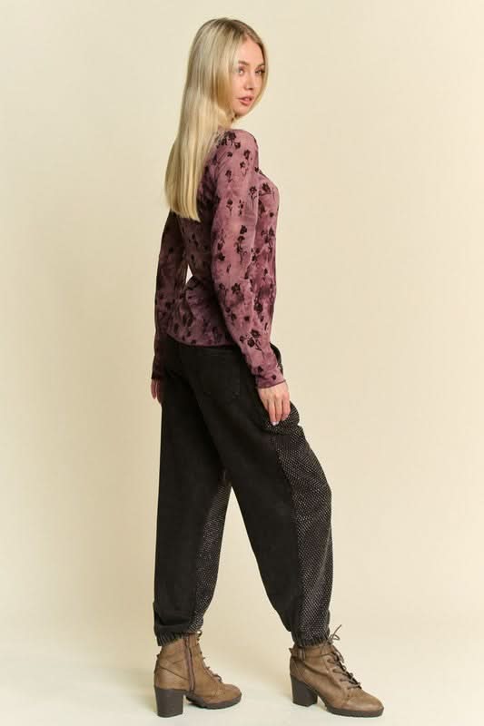 Sparkling Rhinestone-Embellished Elastic Waist Joggers - Love Salve