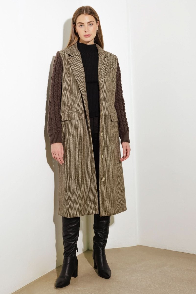 SPLASH OF JOY TWEED SWEATER COMBINATION COAT - Love Salve