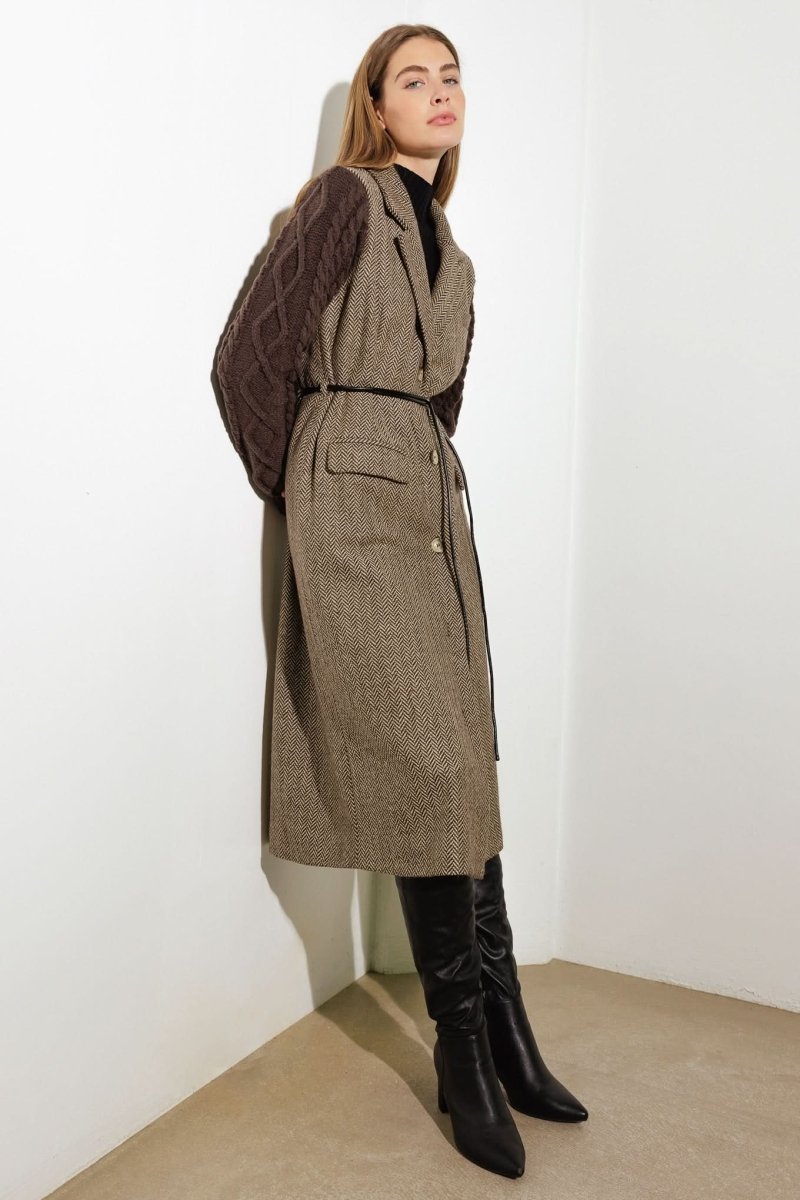 SPLASH OF JOY TWEED SWEATER COMBINATION COAT - Love Salve