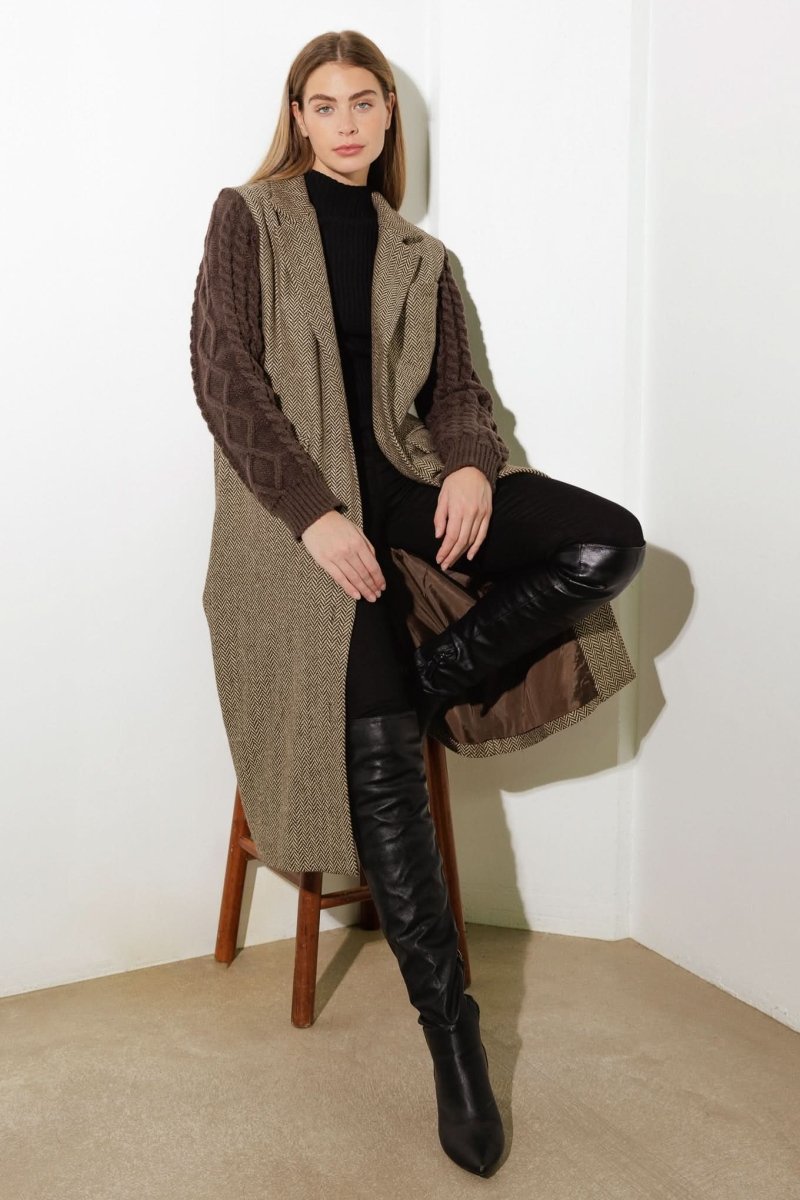 SPLASH OF JOY TWEED SWEATER COMBINATION COAT - Love Salve