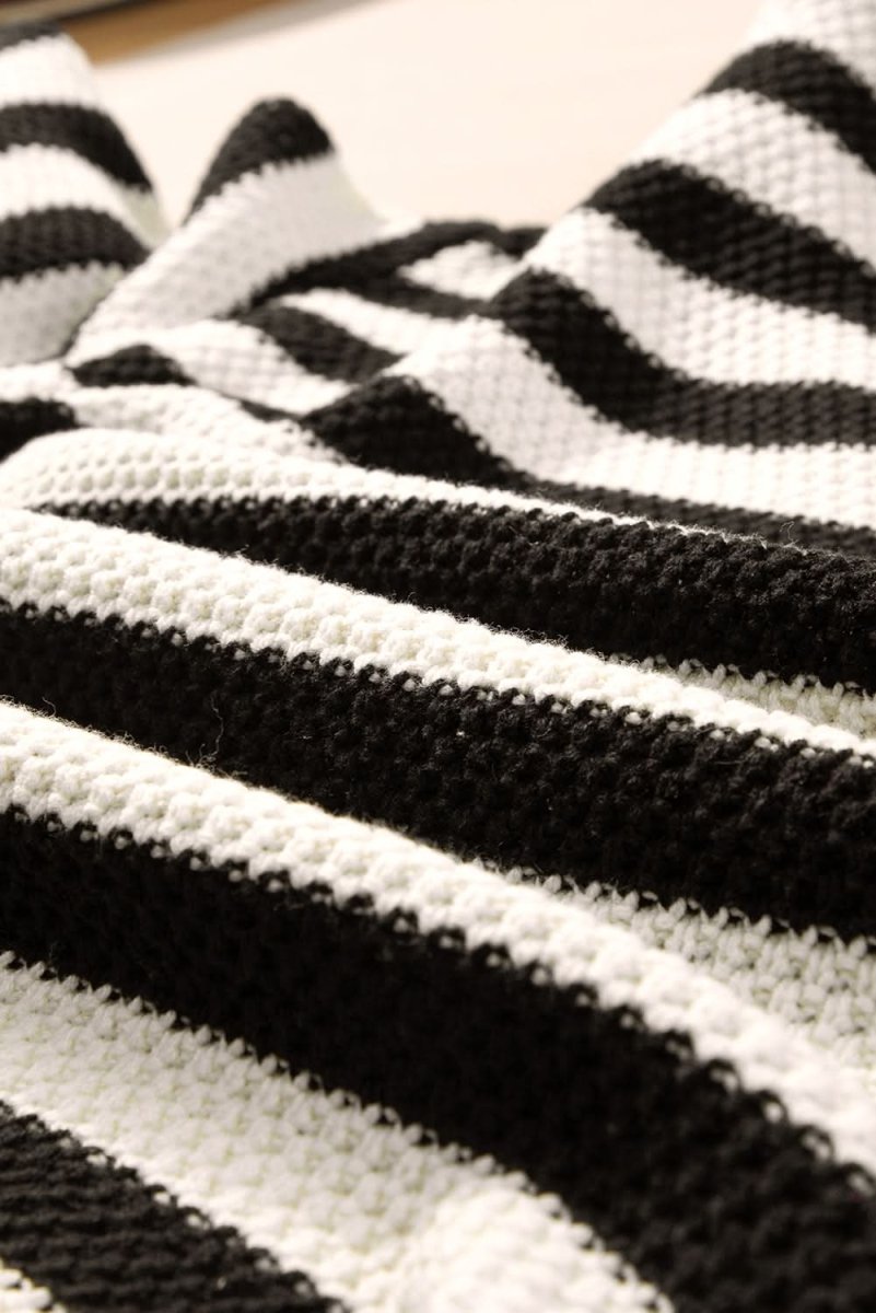 Striped Hooded V-Neck Sweater with Pocket Detail - Love Salve