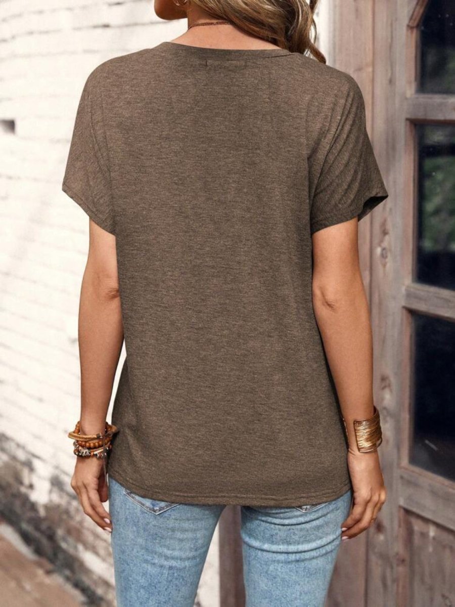 Stylish Half Button Short Sleeve Top for Women - Love Salve