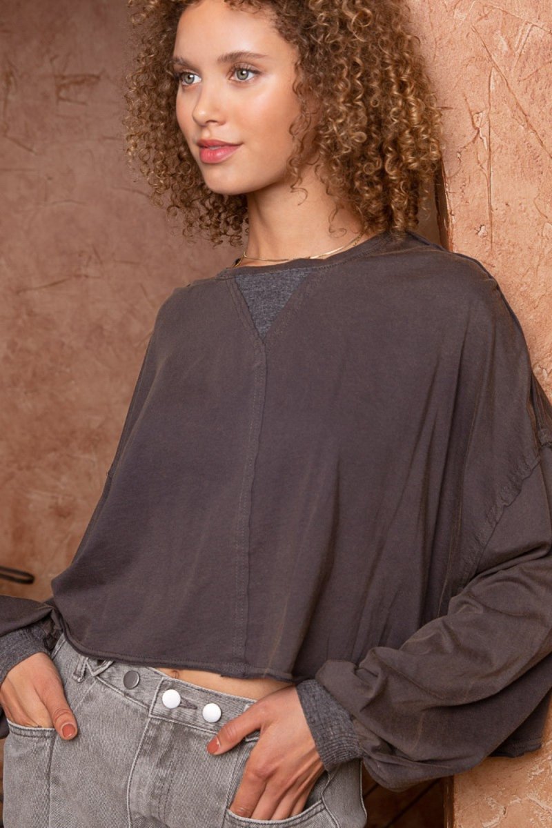 Stylish POL Cropped Long Sleeve Top for Modern Fashion - Love Salve