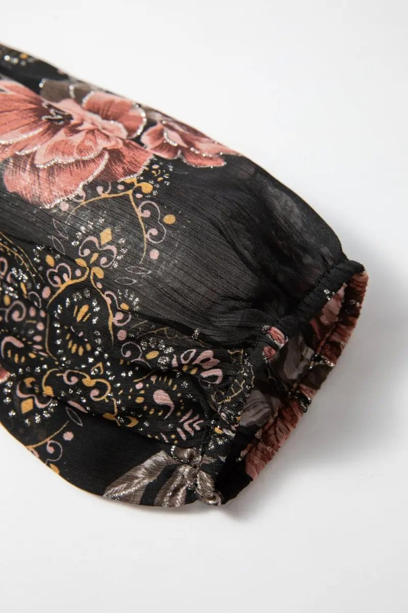 Stylish Printed Surplice Long Sleeve Blouse for Women - Love Salve