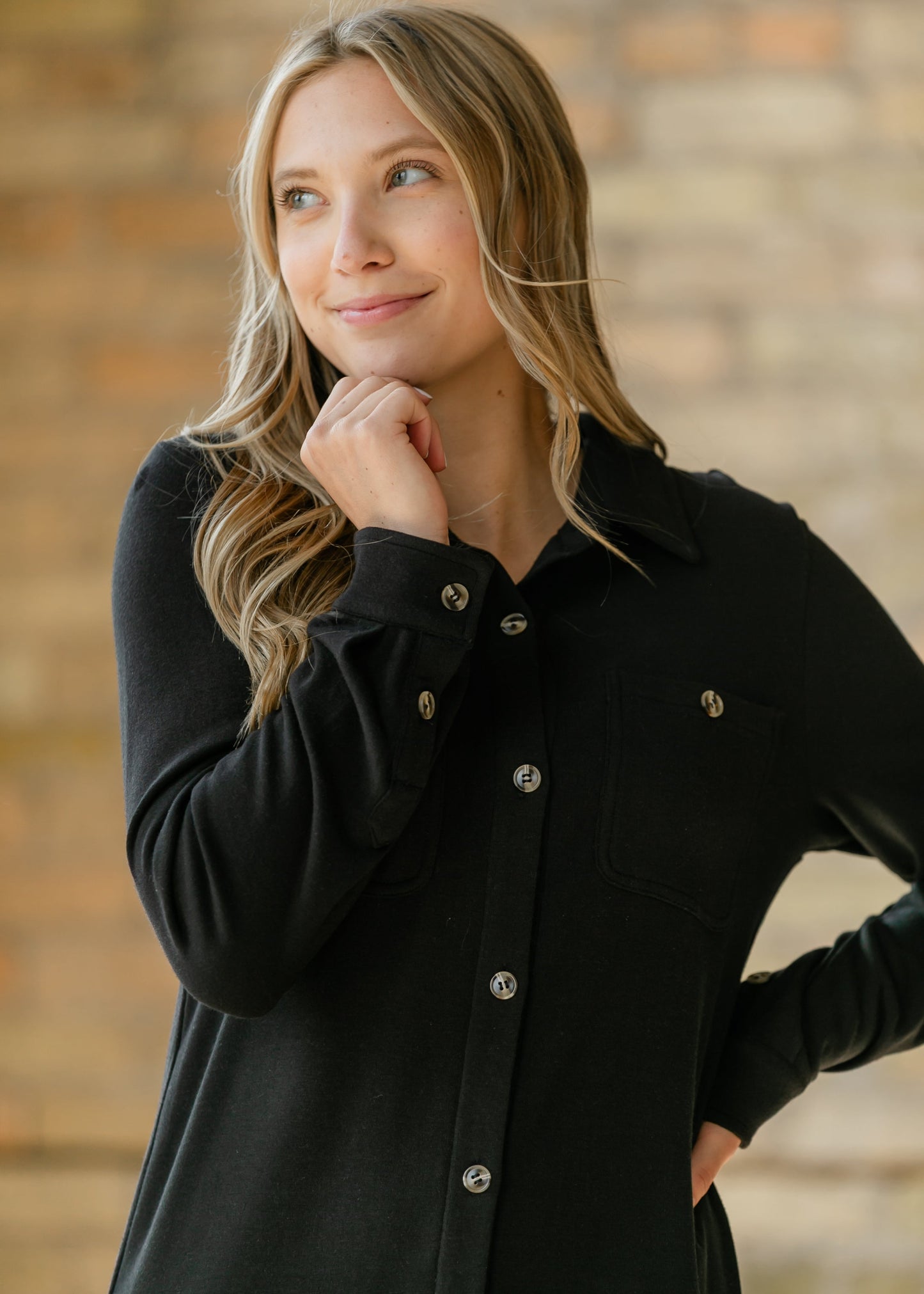 Teagan Black Ultra Soft Shirt Dress