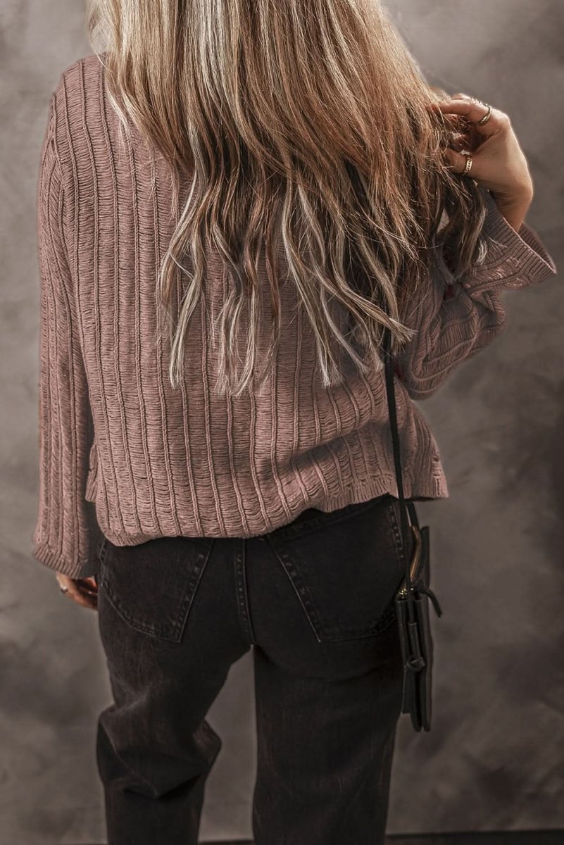 Textured Knit Buttoned Cardigan with Unique Goat Cut-Out Design - Love Salve