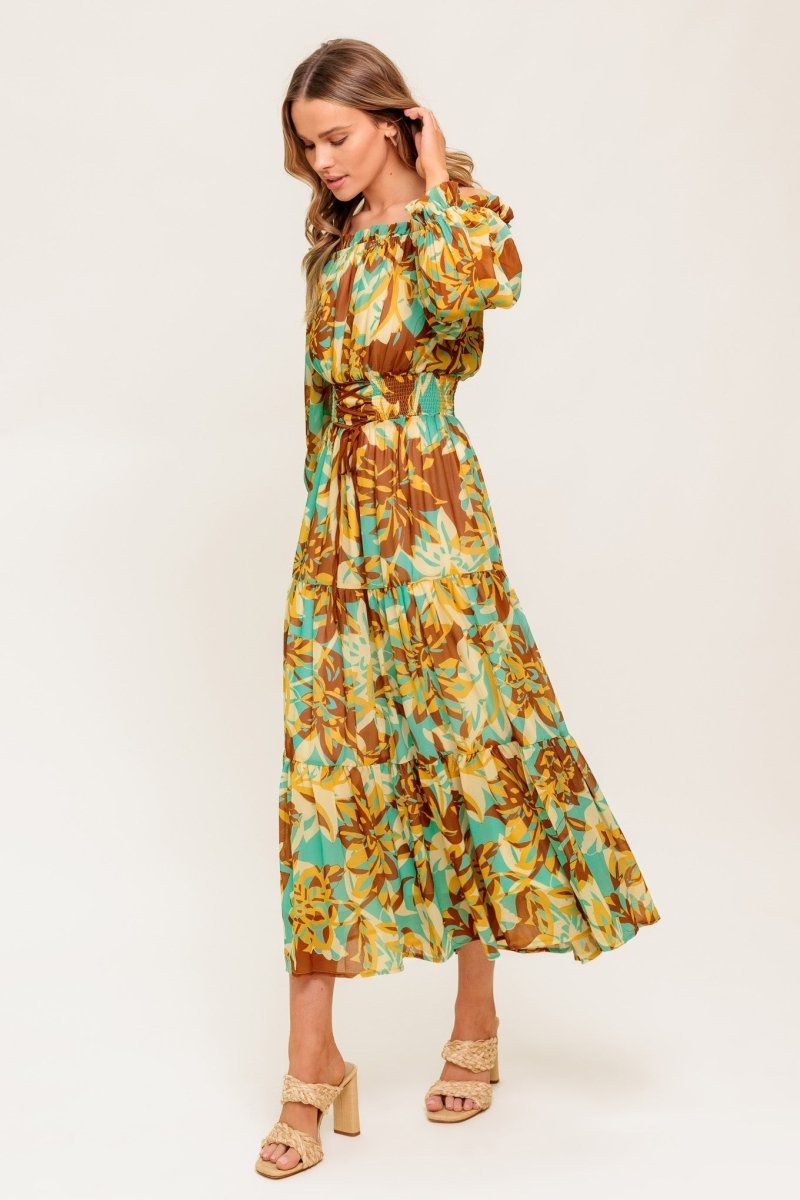 THENA SECRET GARDEN WOVEN MIDI DRESS - Love Salve