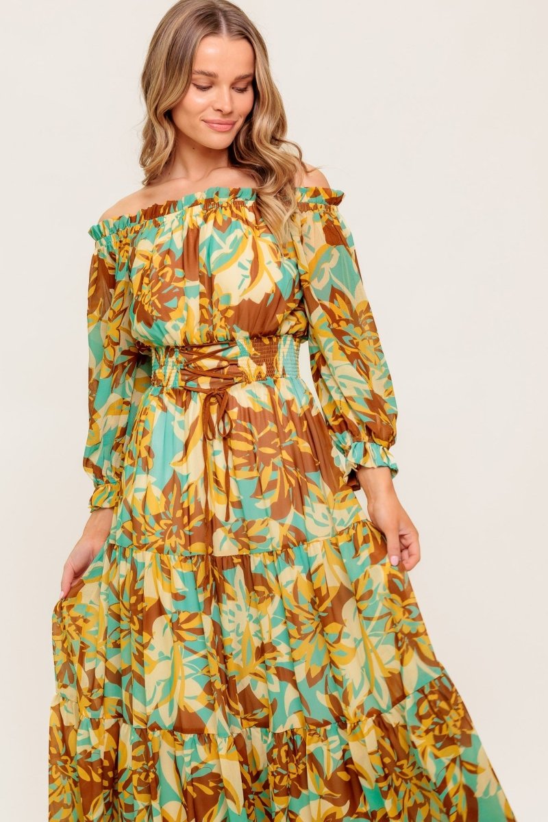 THENA SECRET GARDEN WOVEN MIDI DRESS - Love Salve