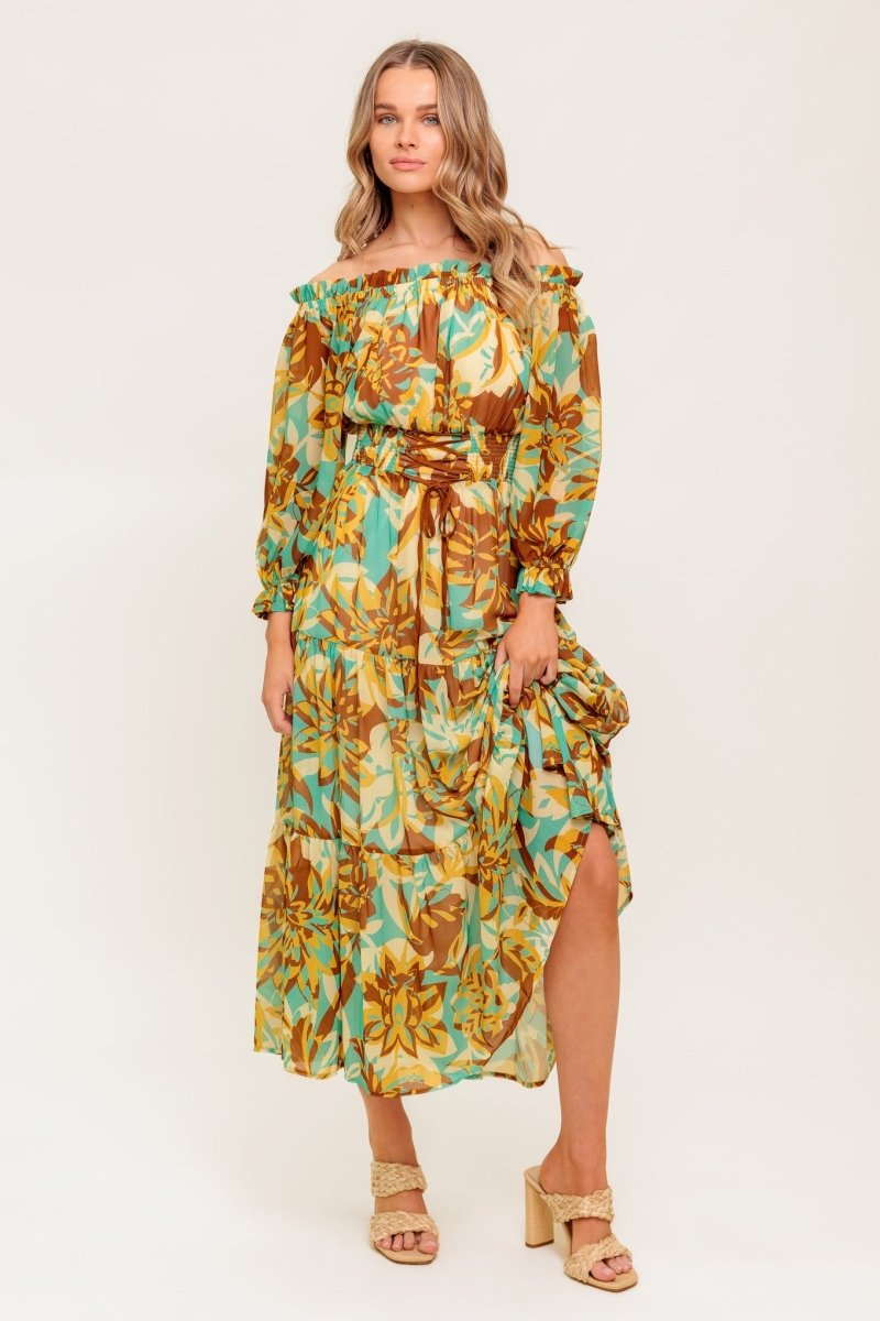 THENA SECRET GARDEN WOVEN MIDI DRESS - Love Salve