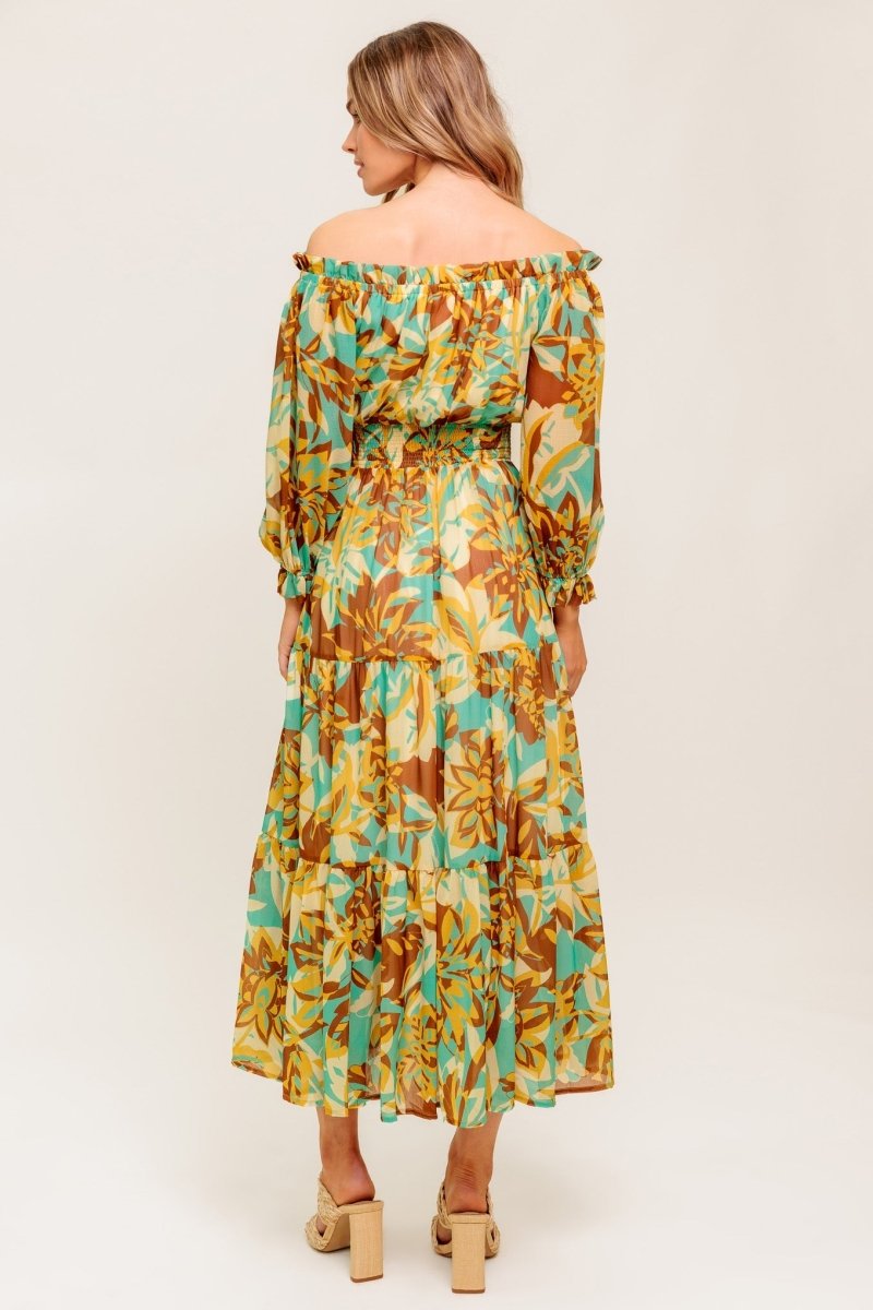 THENA SECRET GARDEN WOVEN MIDI DRESS - Love Salve