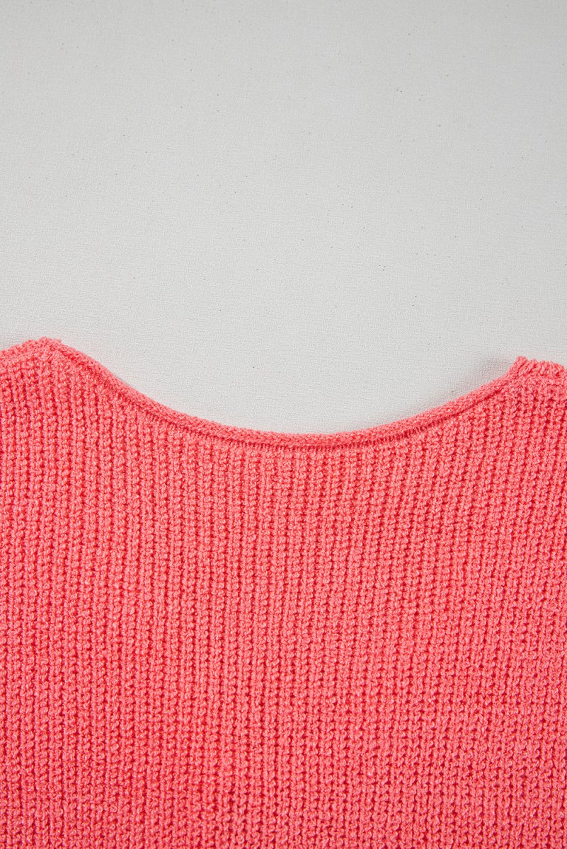 Tomato Red Lace-up Front V Neck Sweater Vest for Women - Love Salve