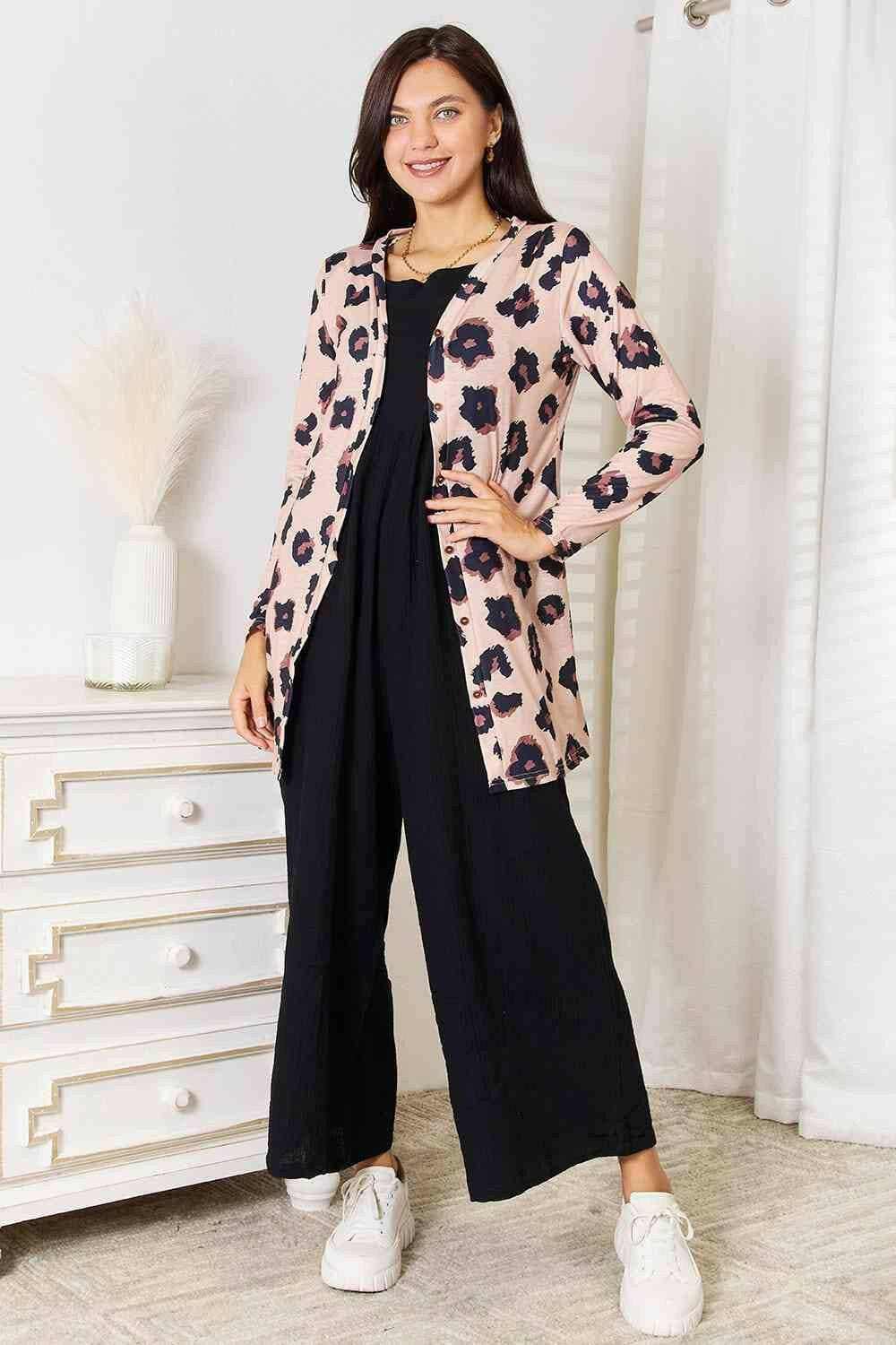 Chic Dual Allure Printed Button-Up Cardigan - Love Salve