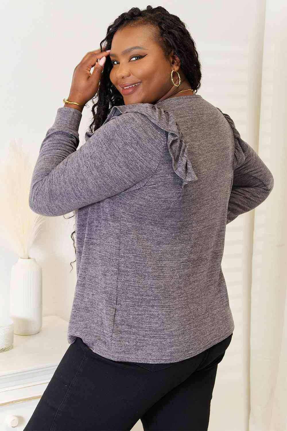 Elegant sheer blouse - ruffled accents
