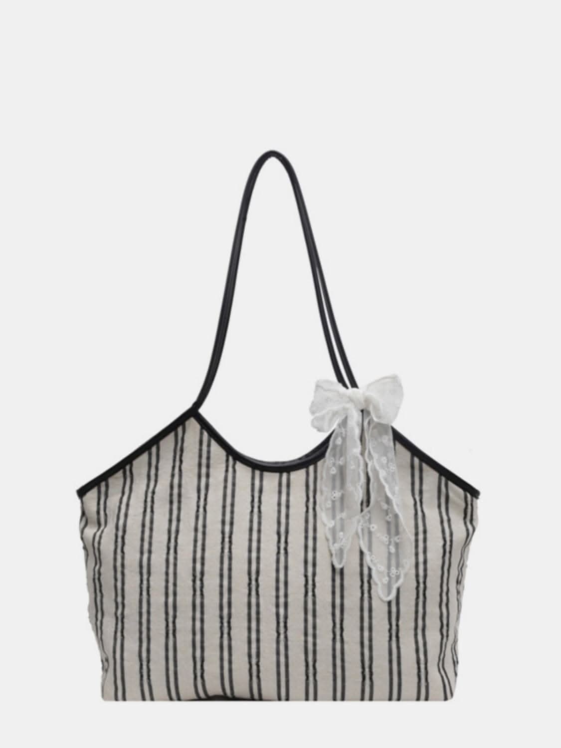 Stylish striped canvas tote bag - Love Salve
