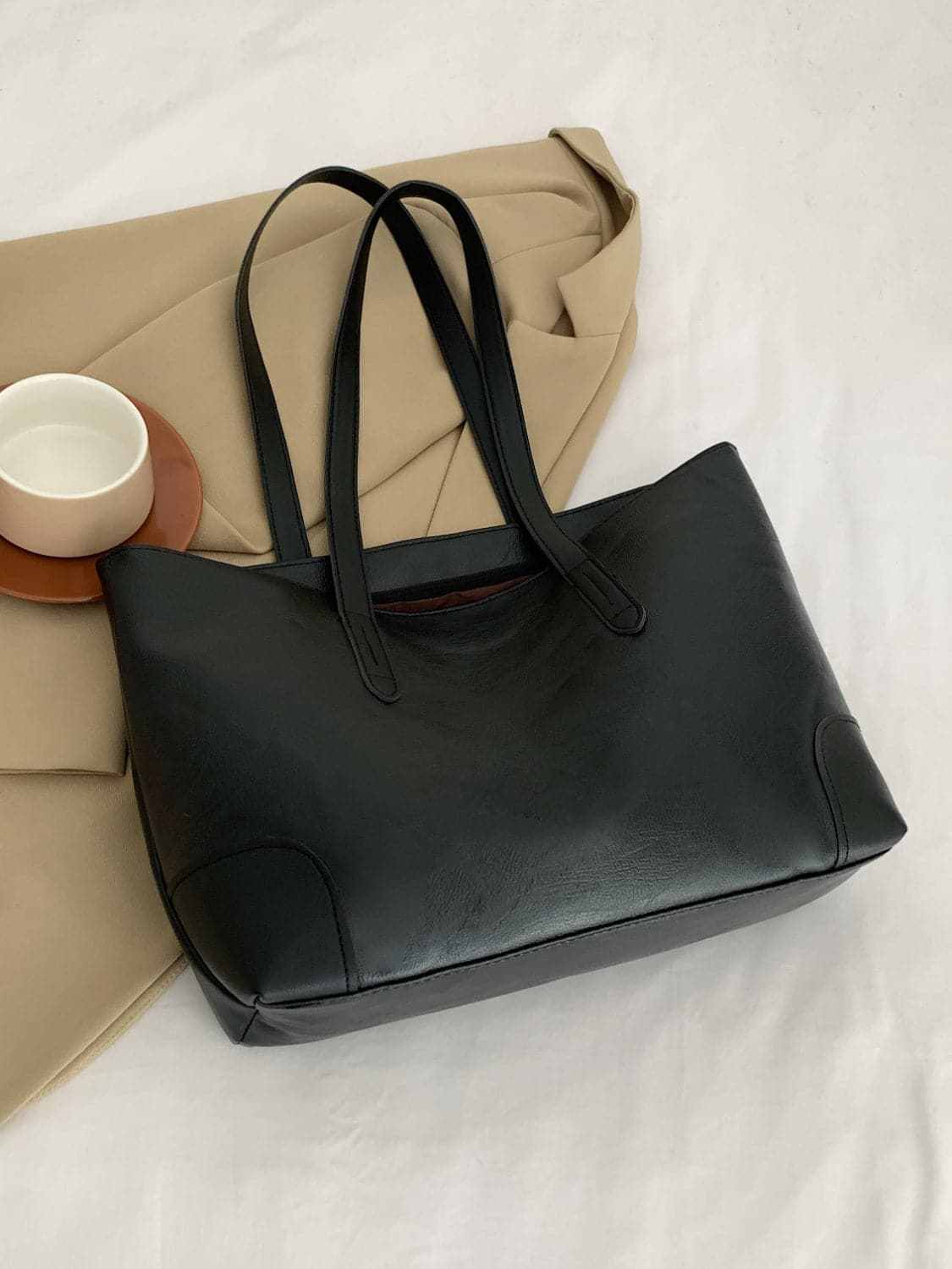 Chic pu leather medium tote bag - Love Salve