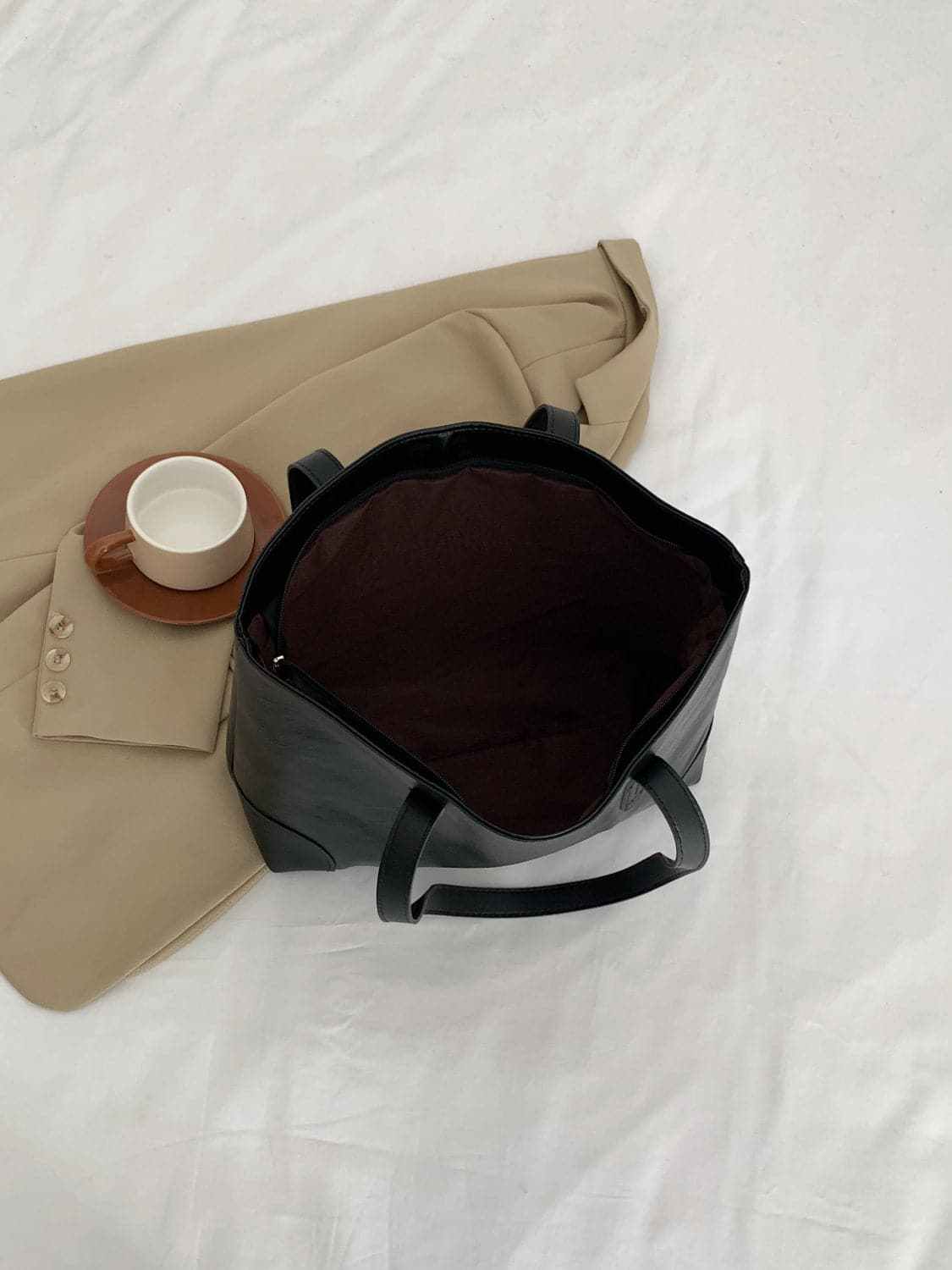 Chic pu leather medium tote bag - Love Salve