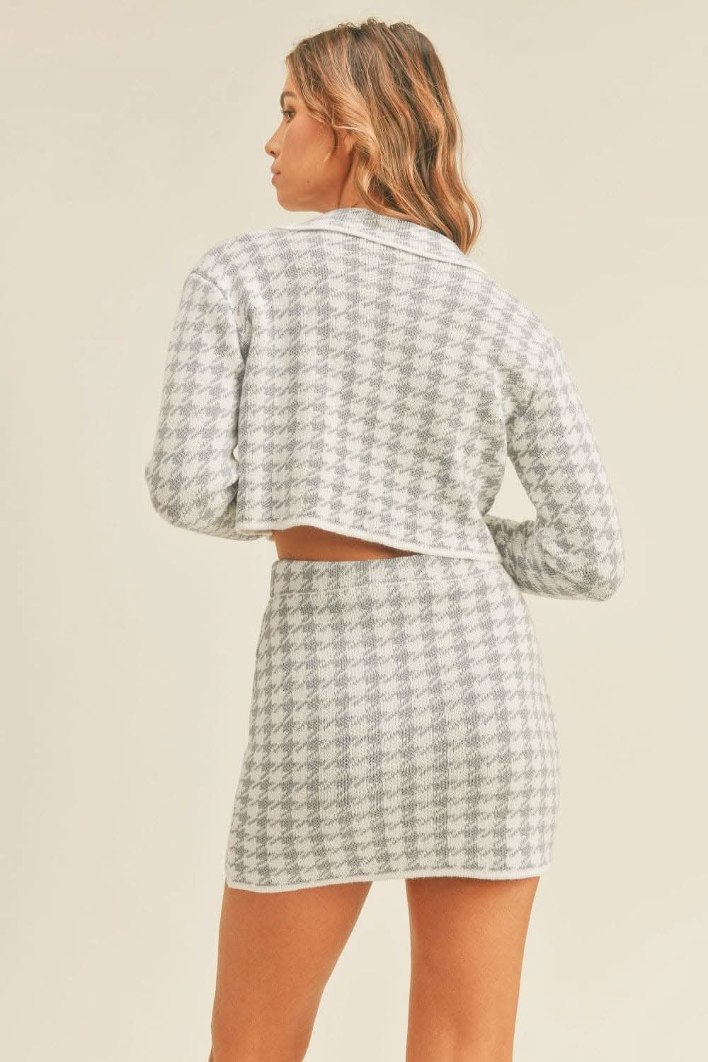 Chic houndstooth knit set for women - Love Salve