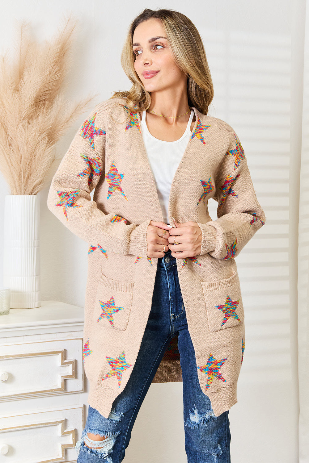 Star pattern longline cardigan - Love Salve