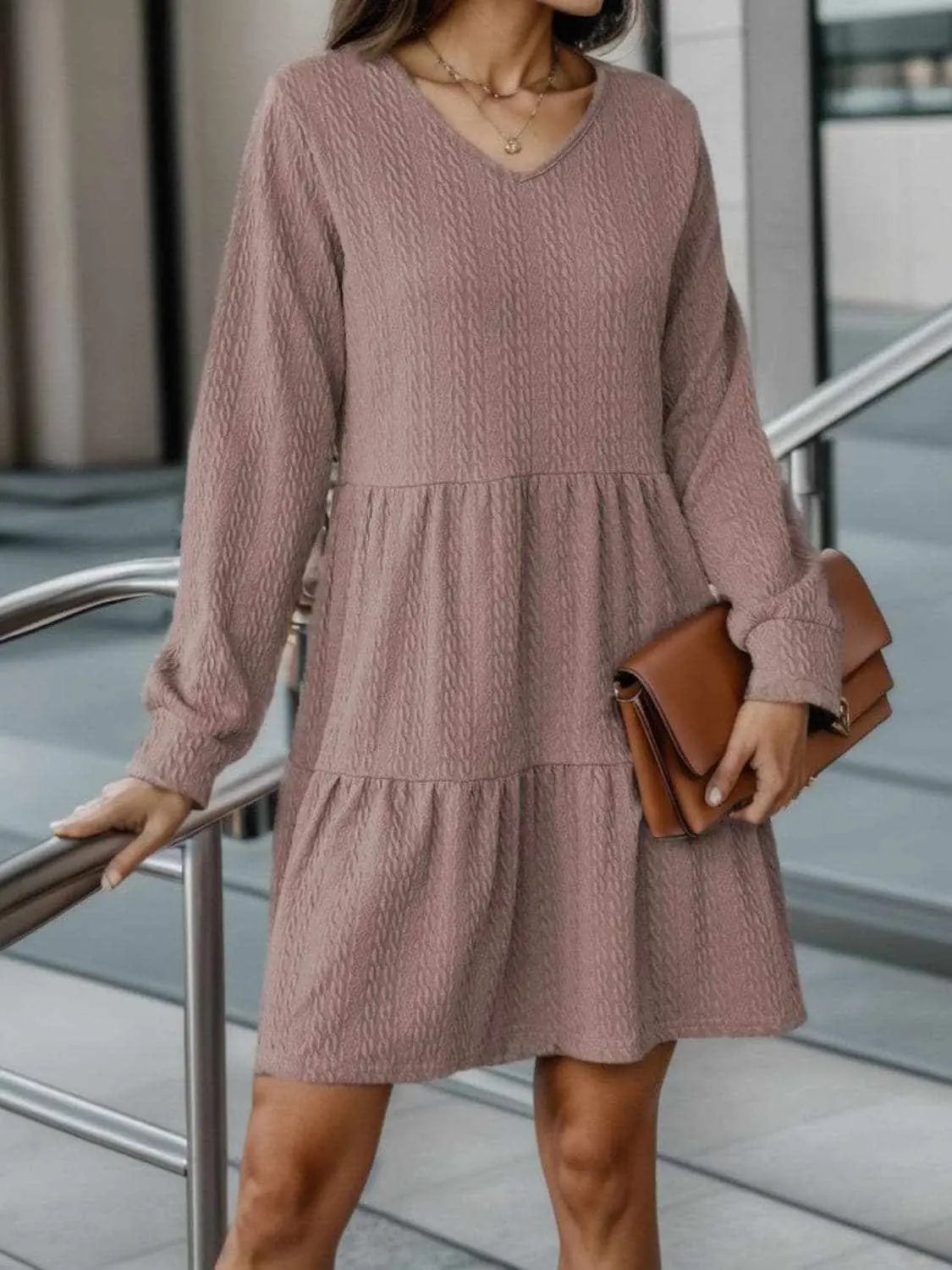 Chic v-neck long sleeve dress - Love Salve
