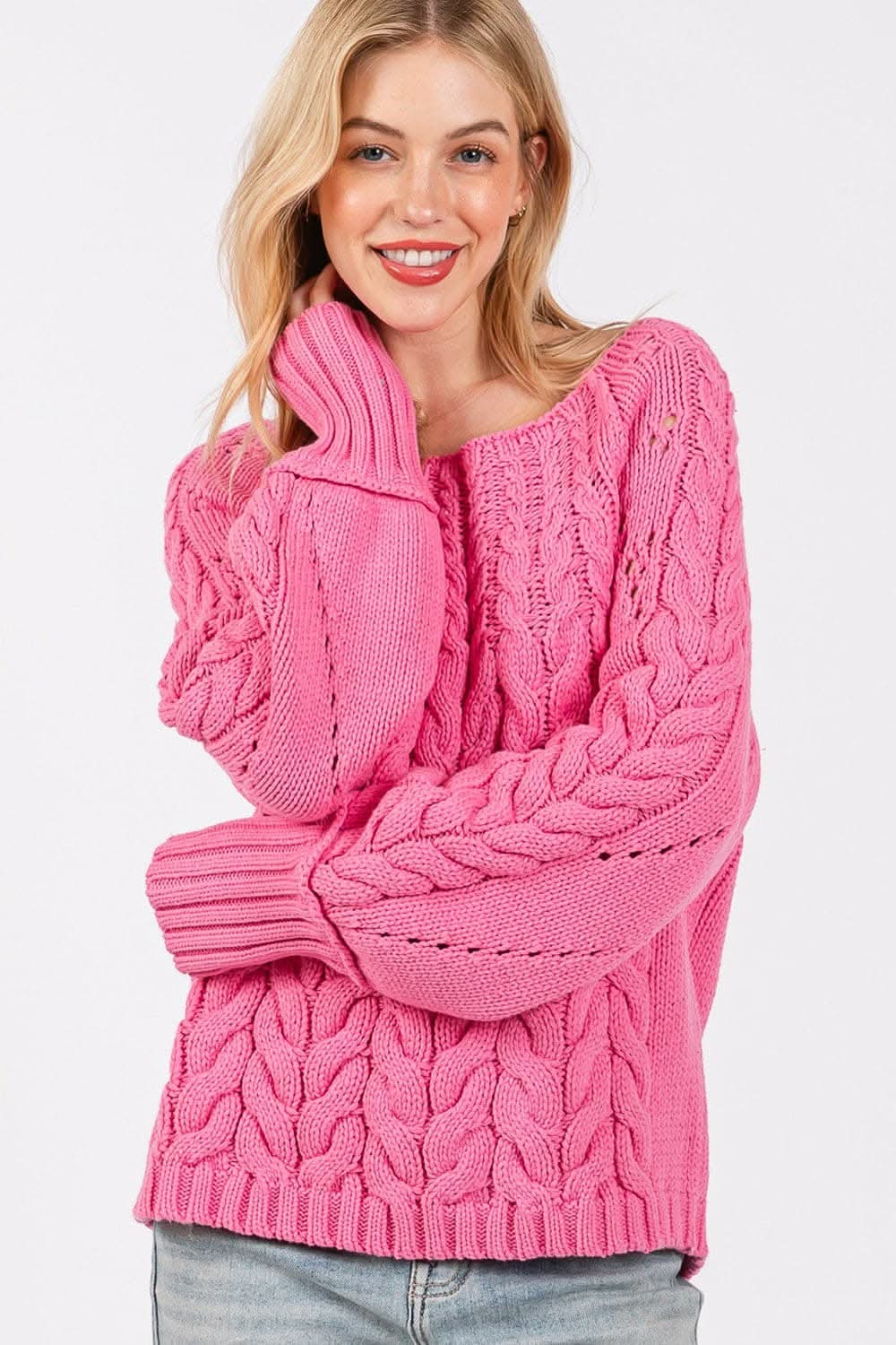 Cozy oversized cable-knit sweater - Love Salve