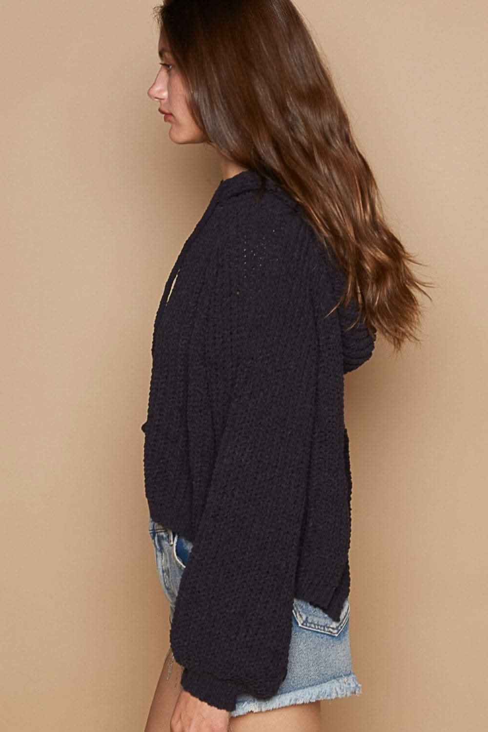 Stylish back slit crop hoodie - Love Salve