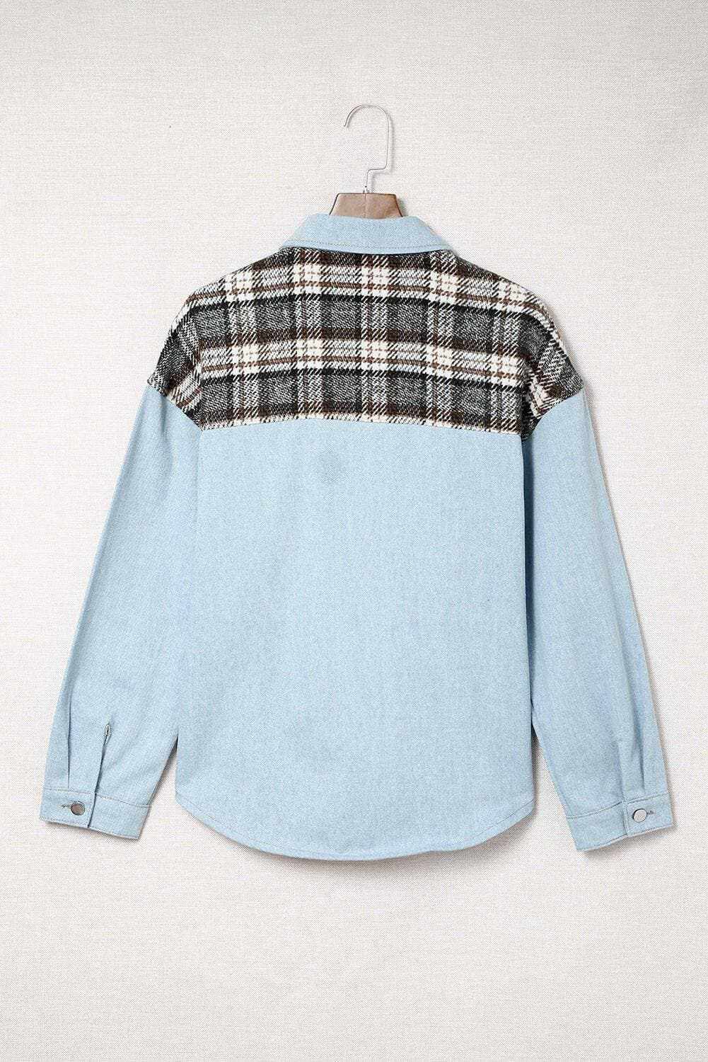 Plaid pocket denim jacket - stylish, versatile - Love Salve